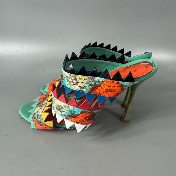 Manolo Blahnik Watersnake Arpege Sandals, Size 37 - Picture 6 of 14